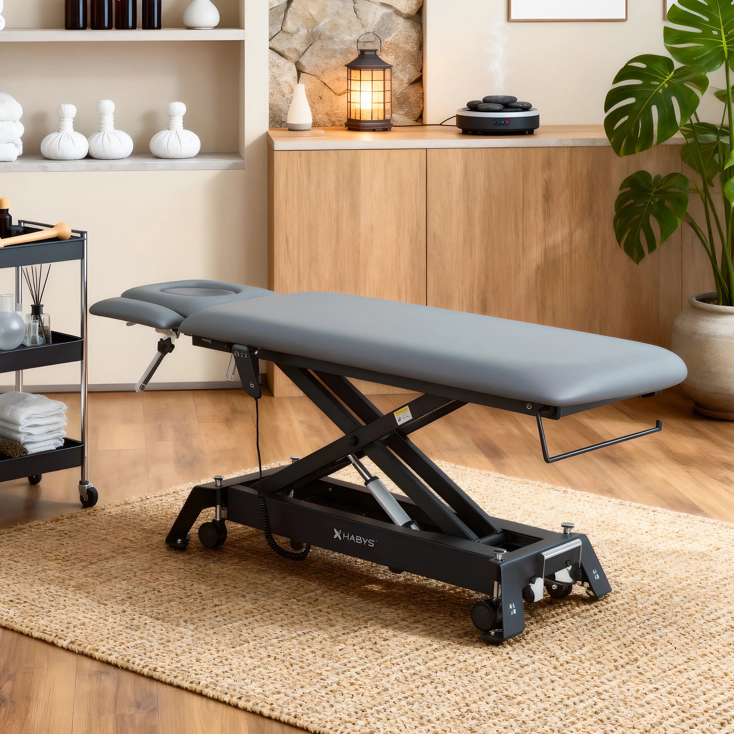 Evero Cross X4 ERGO therapy table, electric height adjustment with hand remote control, ERGO cushion, Touch Core k322 gray