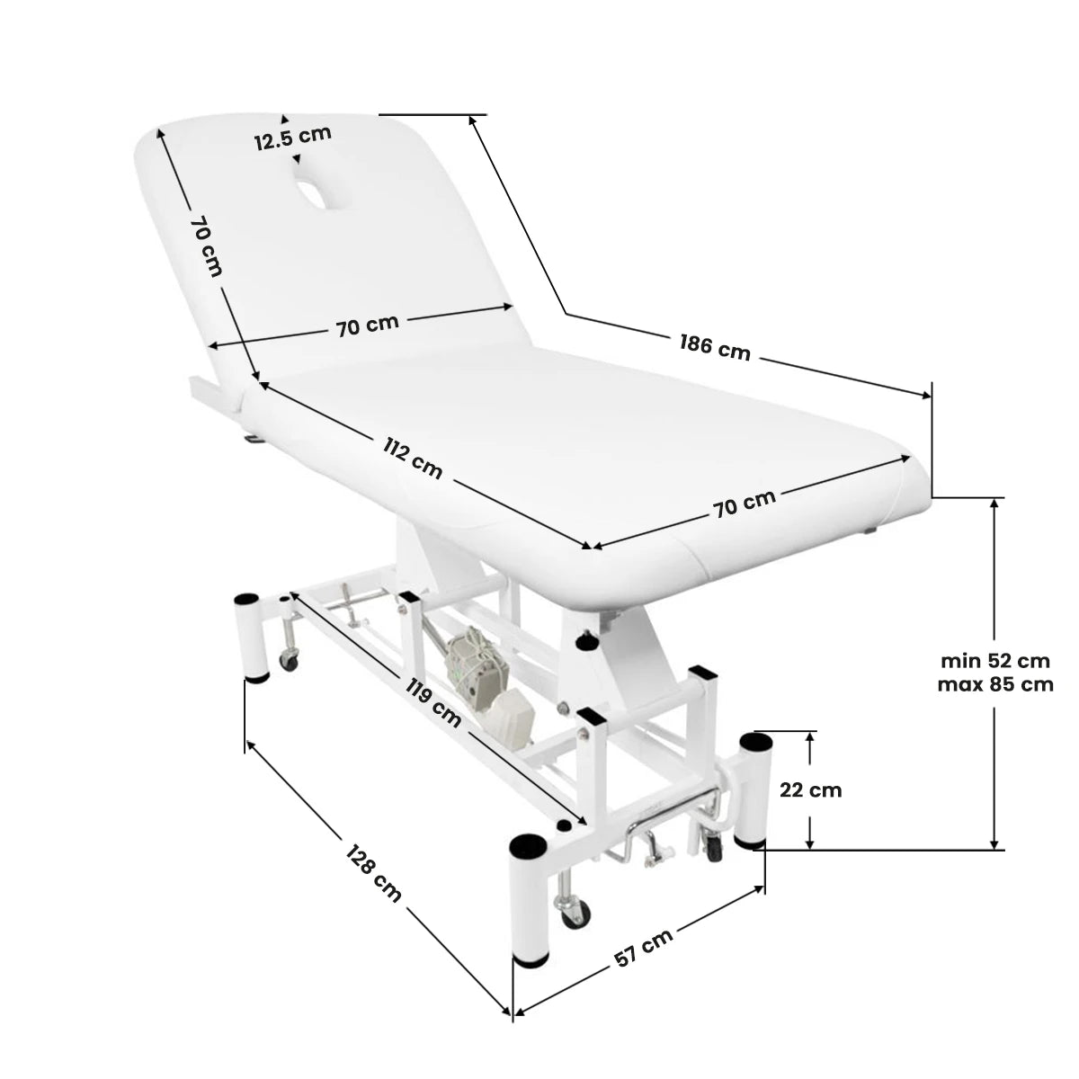 électrique lit for massage Azzurro 684 1 puissant blanc