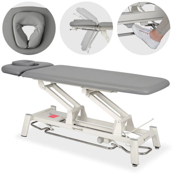 Proxima V2 Ergo therapy table, electric height adjustment with foot control bar, ERGO cushion, Touch Core k322 gray