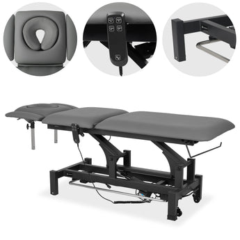 Fortis 5 ERGO treatment table, electric height adjustment with foot control bar, ERGO cushion, k722 gray