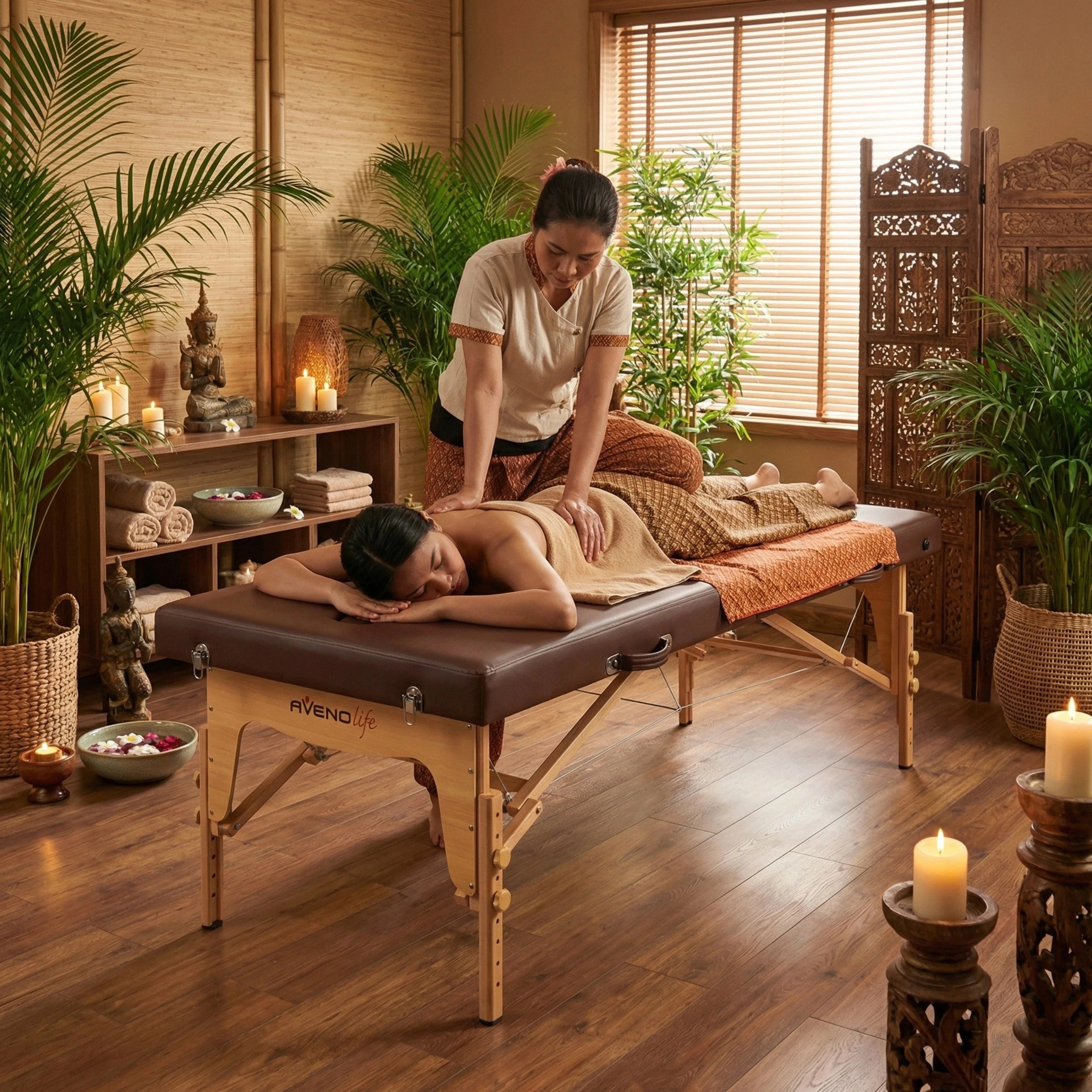 Portable Thai massage table Niro 80 PU k835 brown