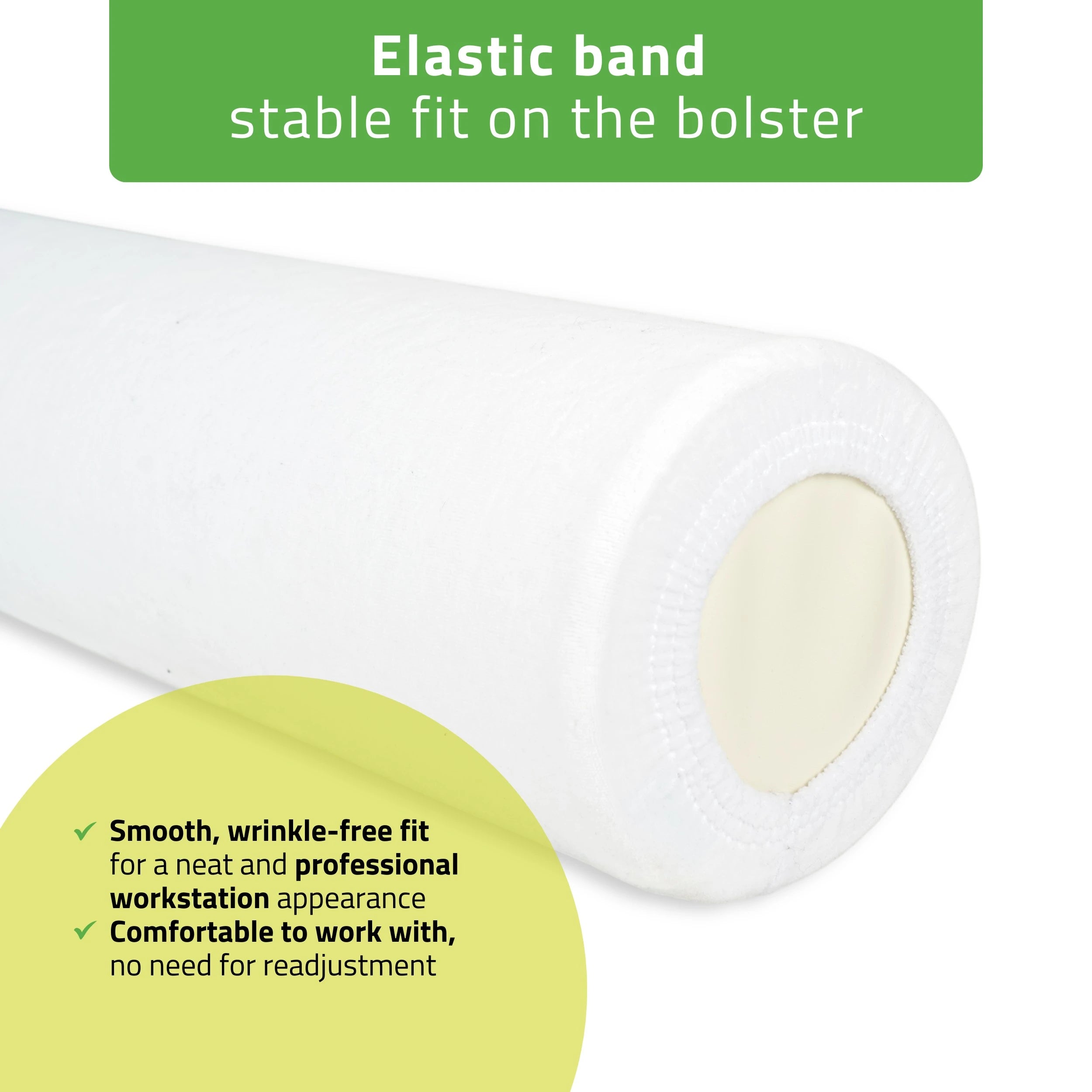 Velour cover with elastic for coussin cylindrique, 15 × 60 cm blanc