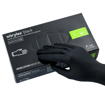 Nitrylex® Einweg-Nitrilhandschuhe, puderfrei, S, 100 Stück, Schwarz