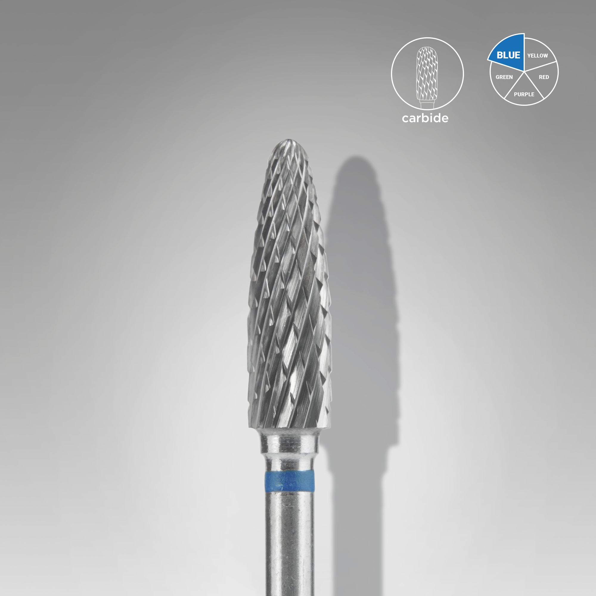 STALEKS EXPERT Carbide nail drill bit corn blue, head diameter 4 mm, working part 14 mm - blue / medium