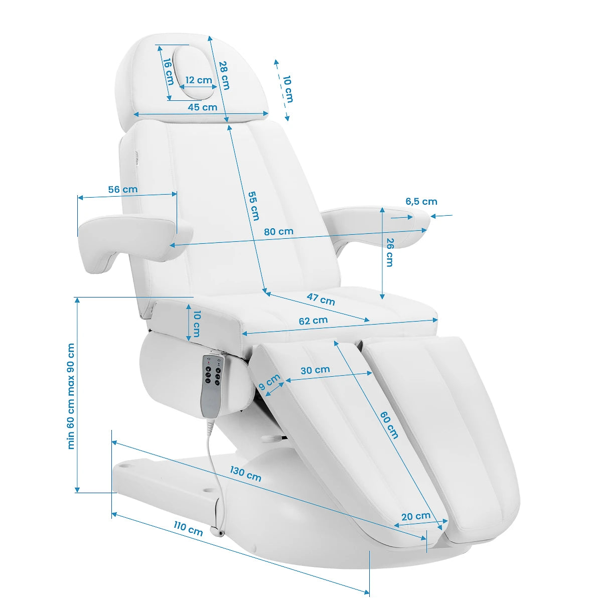 Azzurro Lux electric cosmetic chair pedi 3m white