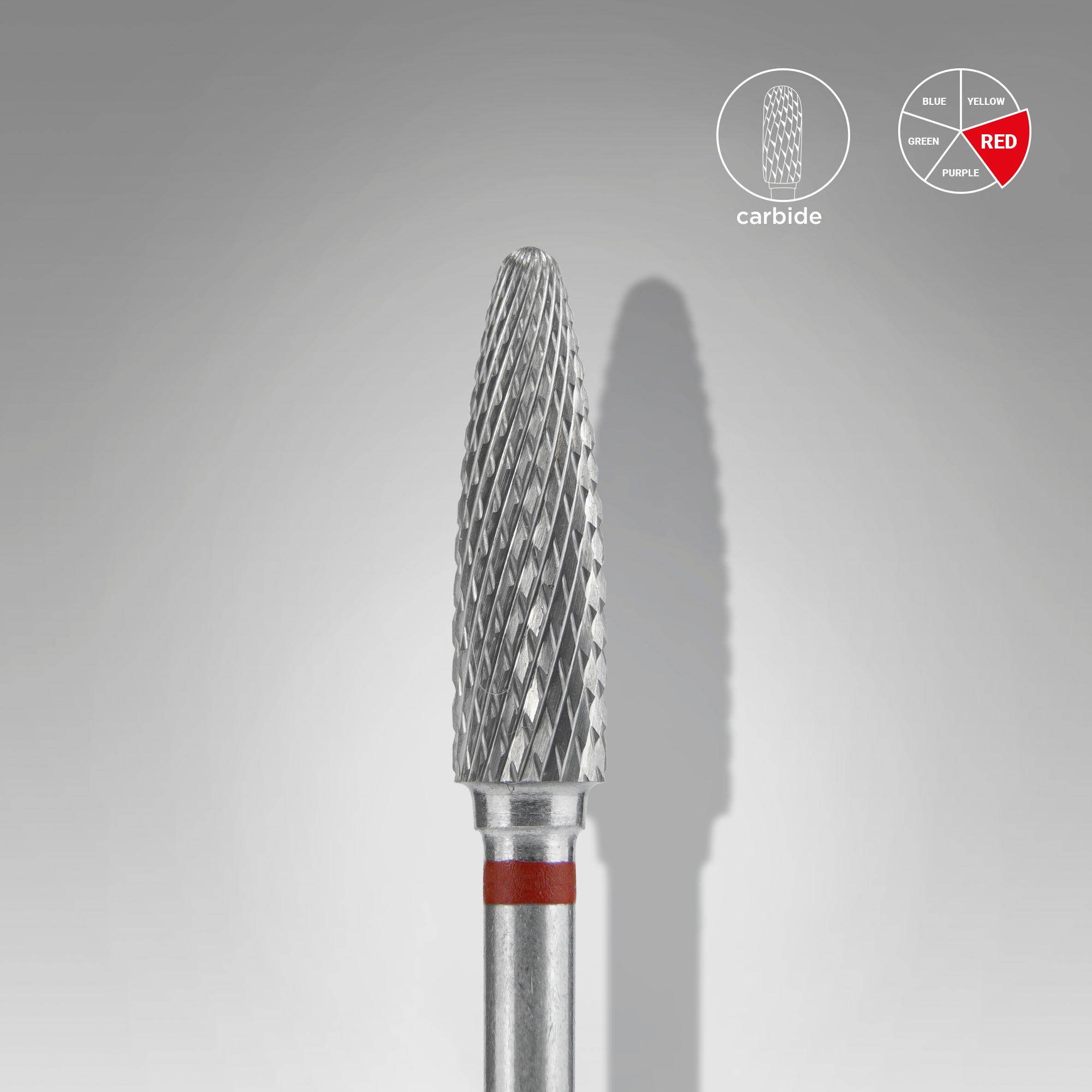 STALEKS EXPERT Carbide nail drill bit corn red, head diameter 4 mm, working part 14 mm - red / soft