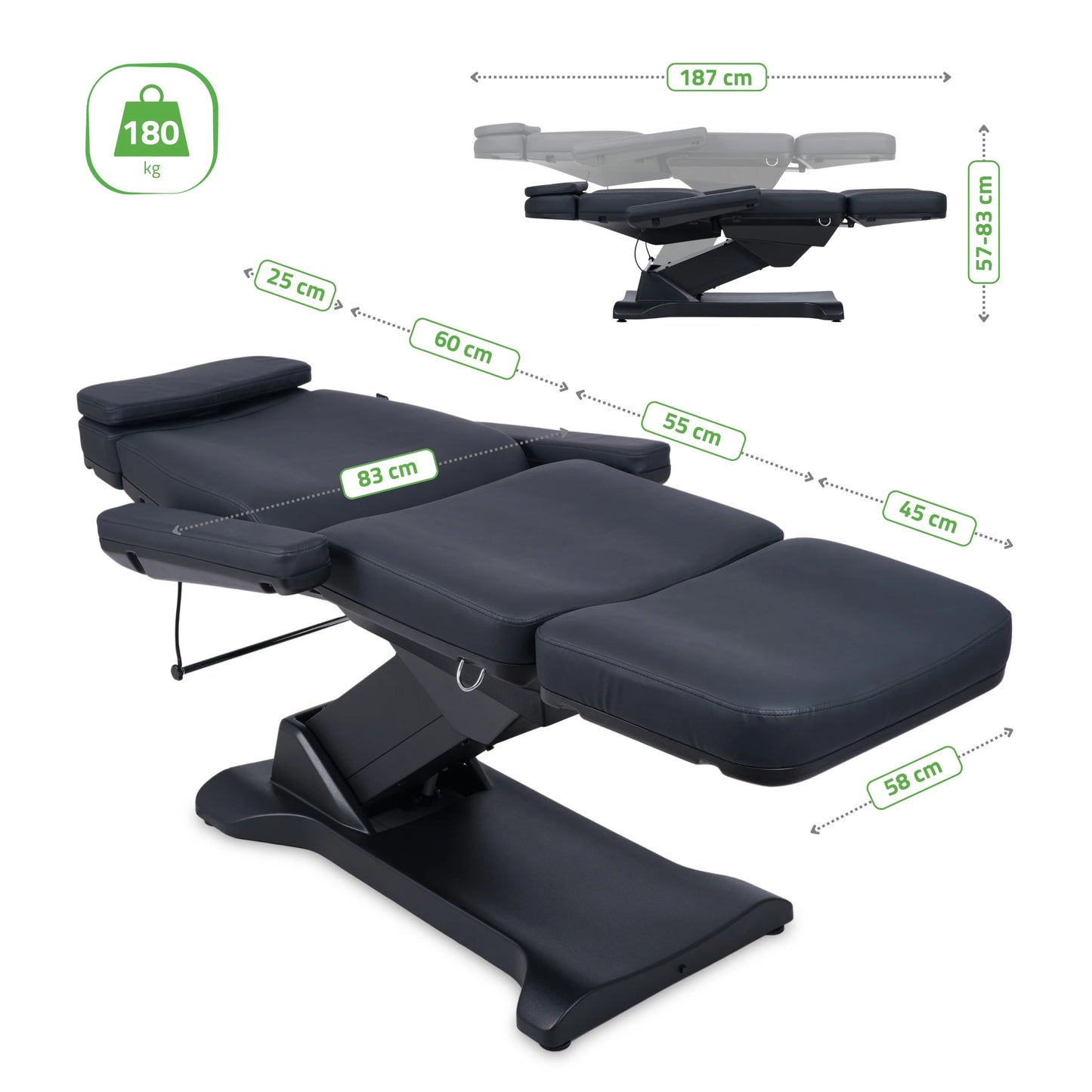 Elektrinė kosmetologinė kėdė-lova Selia PRO 4 Touch Core k315, juoda