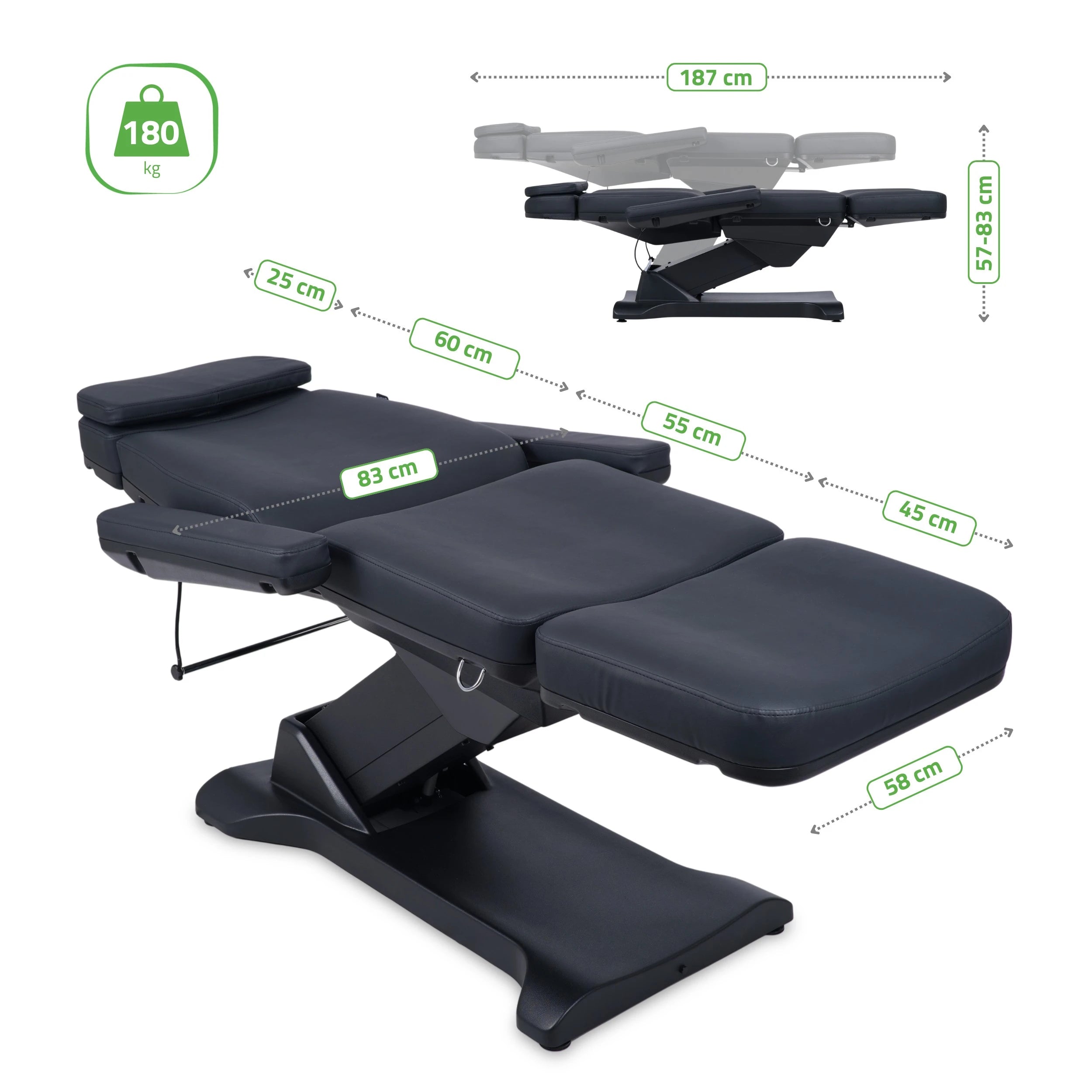 Elektrinė kosmetologinė kėdė-lova Selia PRO 4 Touch Core k315, juoda