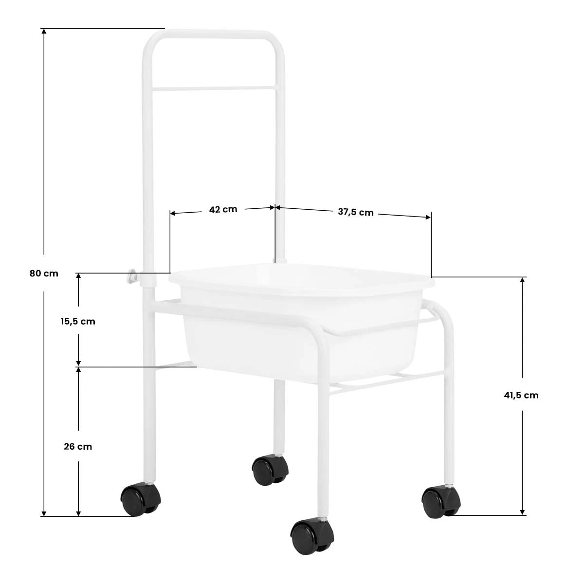 White pedicure tray on wheels
