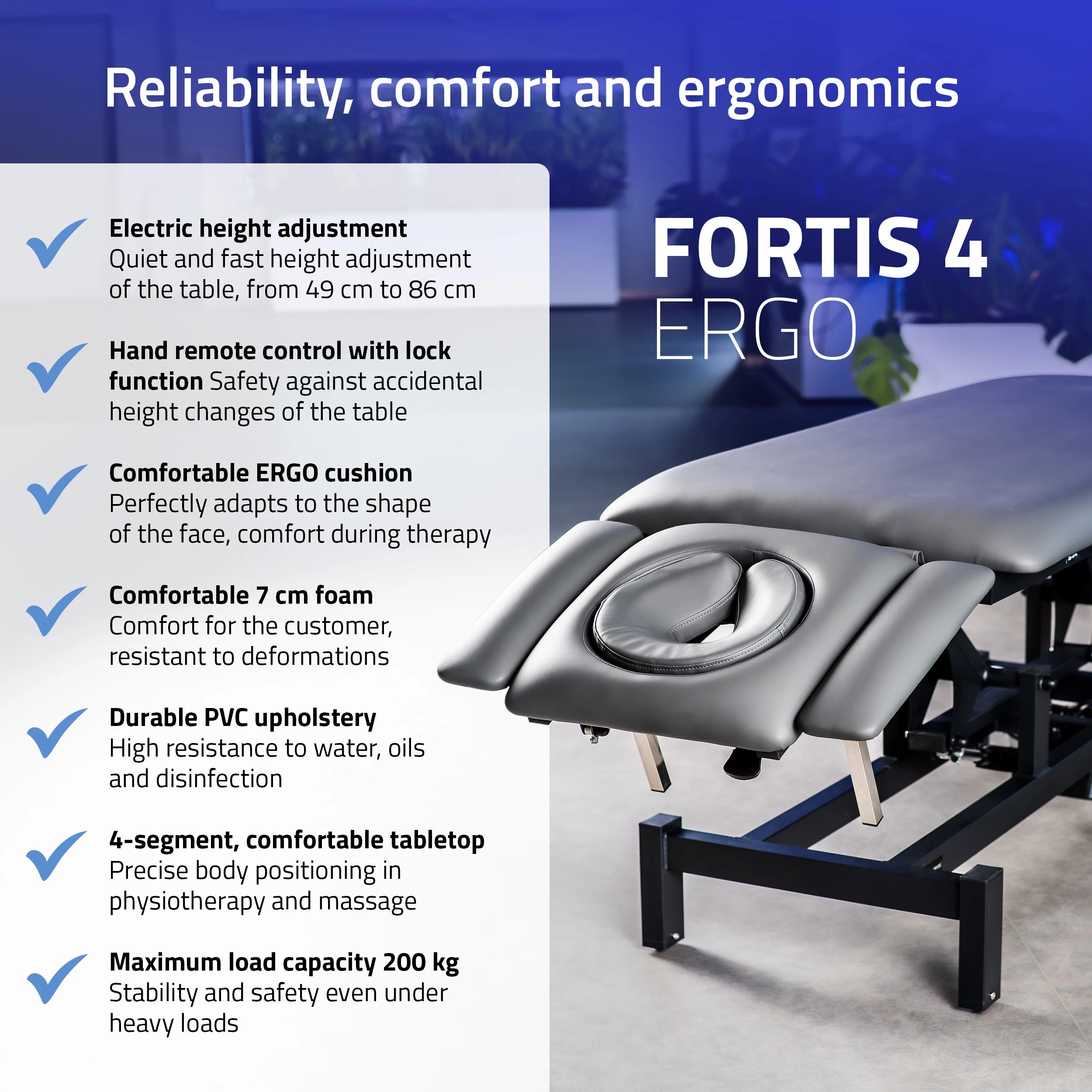 Stacionární masážní lehátko Fortis 4 ERGO, šedá