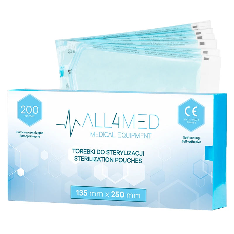 All4med Sterilisierbeutel 135 mm x 250 mm, 200 Stück