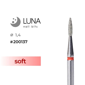 Luna Bits Dimanta frēzes uzgalis Liesma, 1,4-6 mm, sarkana, fīna granuļojums