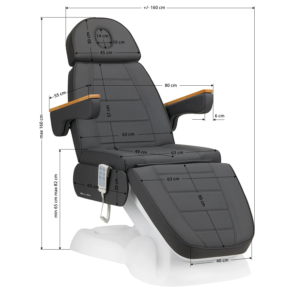 Elektrinė kosmetologinė kėdė-lova SILLON LUX 273b, 3 varikliai, pilka