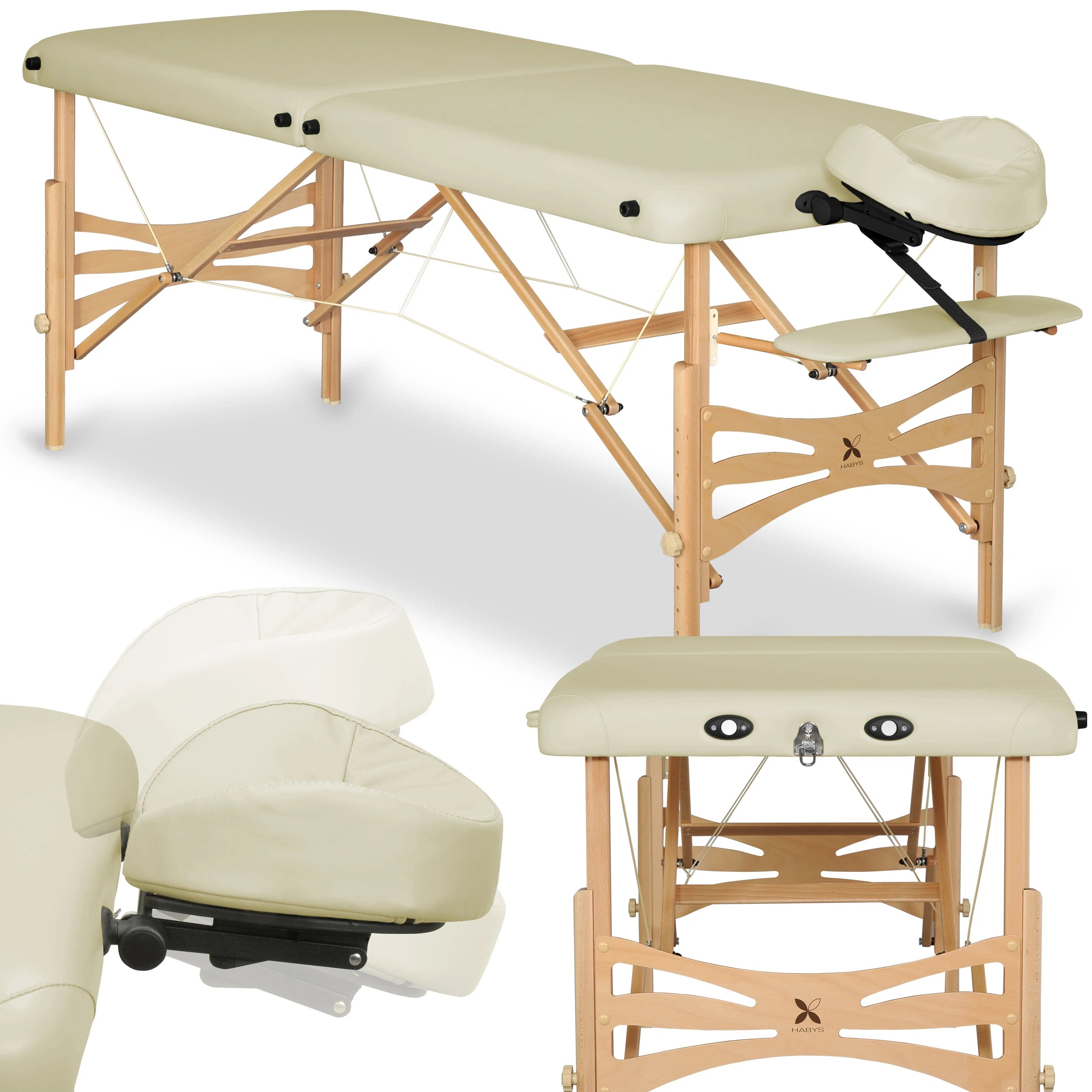 Массажный стол Panda 70 см, цвет: светлое дерево, K020 слоновая кость