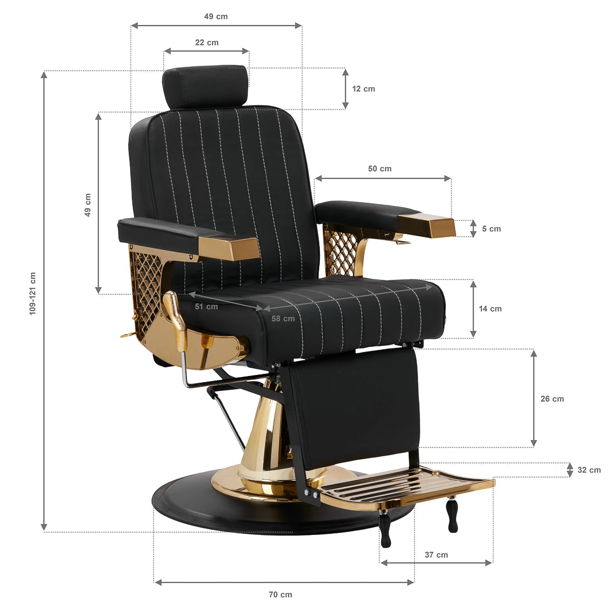 fauteuil de coiffure Gabbiano Marcus doré-noir