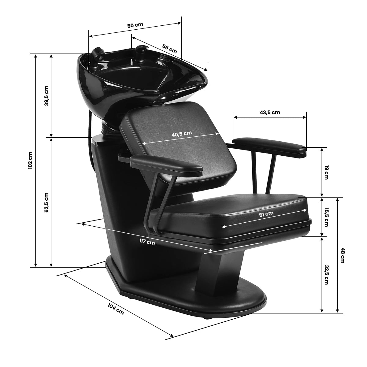 Gabbiano Madrid hairdressing wash unit black