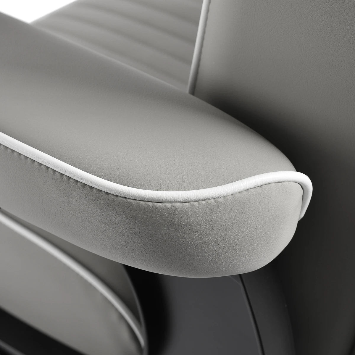 Gabbiano Levi barber chair with black frame gray with stitching at the back