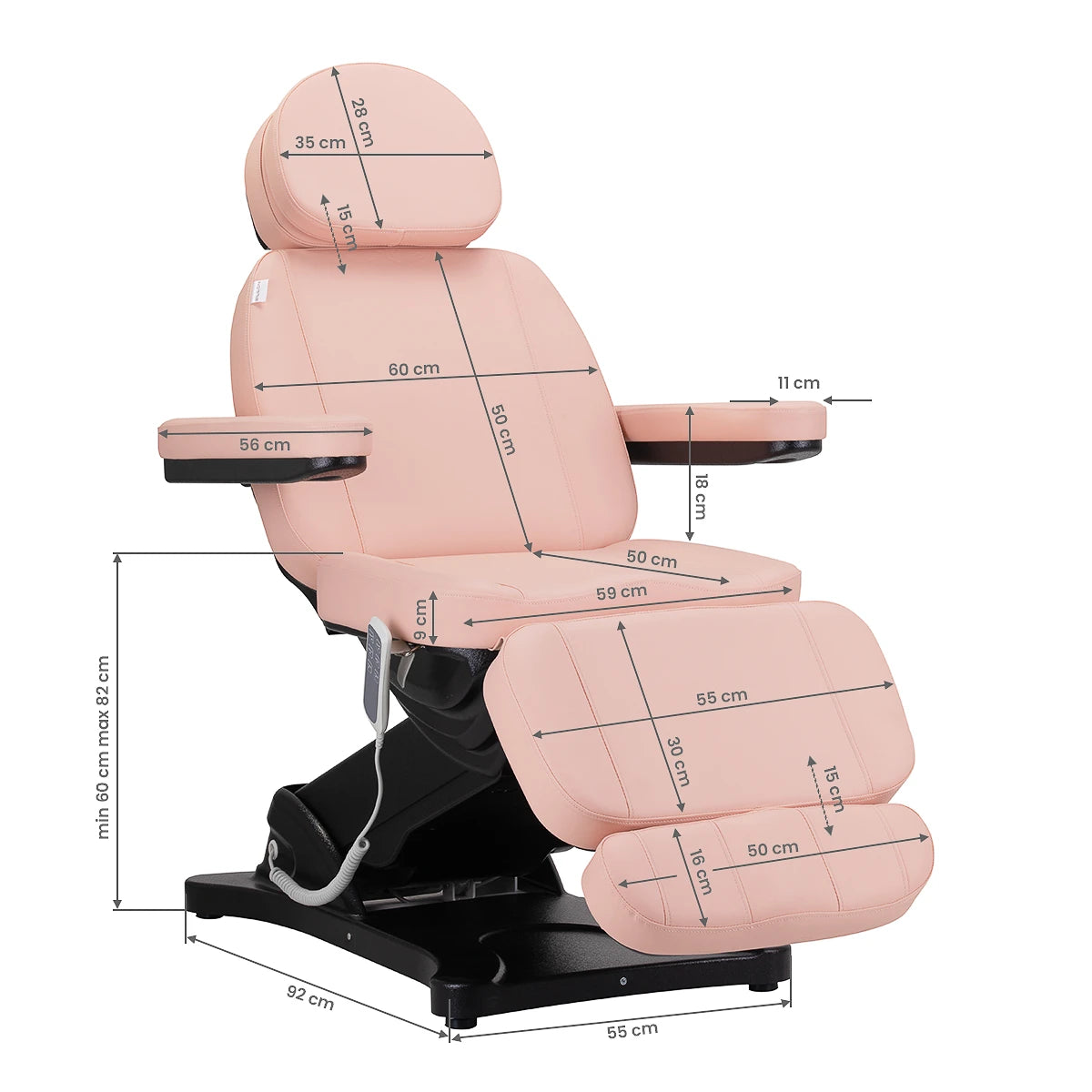 SILLON Elektriline Kosmeetiku kliendivoodi CLASSIC, 3 mootoriga, pink-must