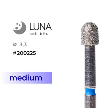 Diamond Nail Drill Bit Rounded Cylinder (Microphone) 3.3-4 mm Blue Medium Grit