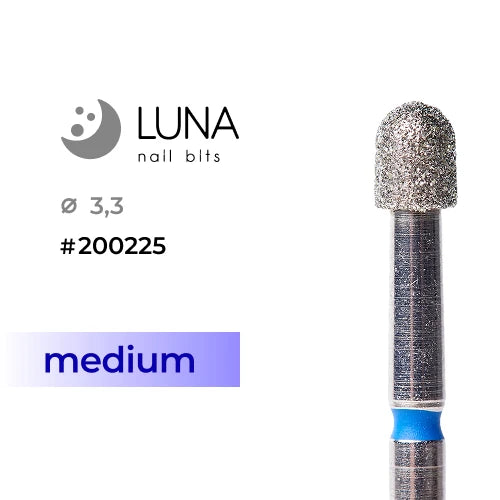 Luna Bits Алмазная насадка (фреза) Цилиндр закругленный (микрофон) 3.3-4, синяя