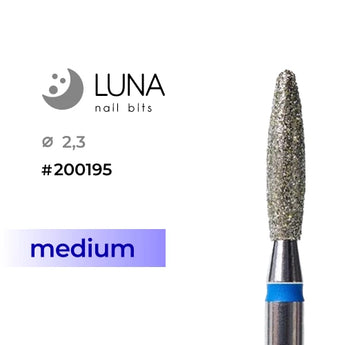 Luna Bits Dimanta frēzes uzgalis Noapaļota liesma, 2,3-10 mm, zila, vidēja granularitāte