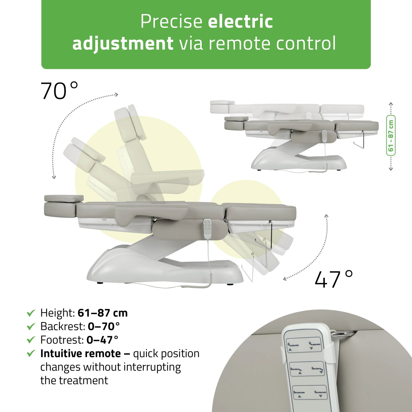 Elektriskā kosmetoloģijas kušete Leo PRO 4 Comfy Base 522, pelēka
