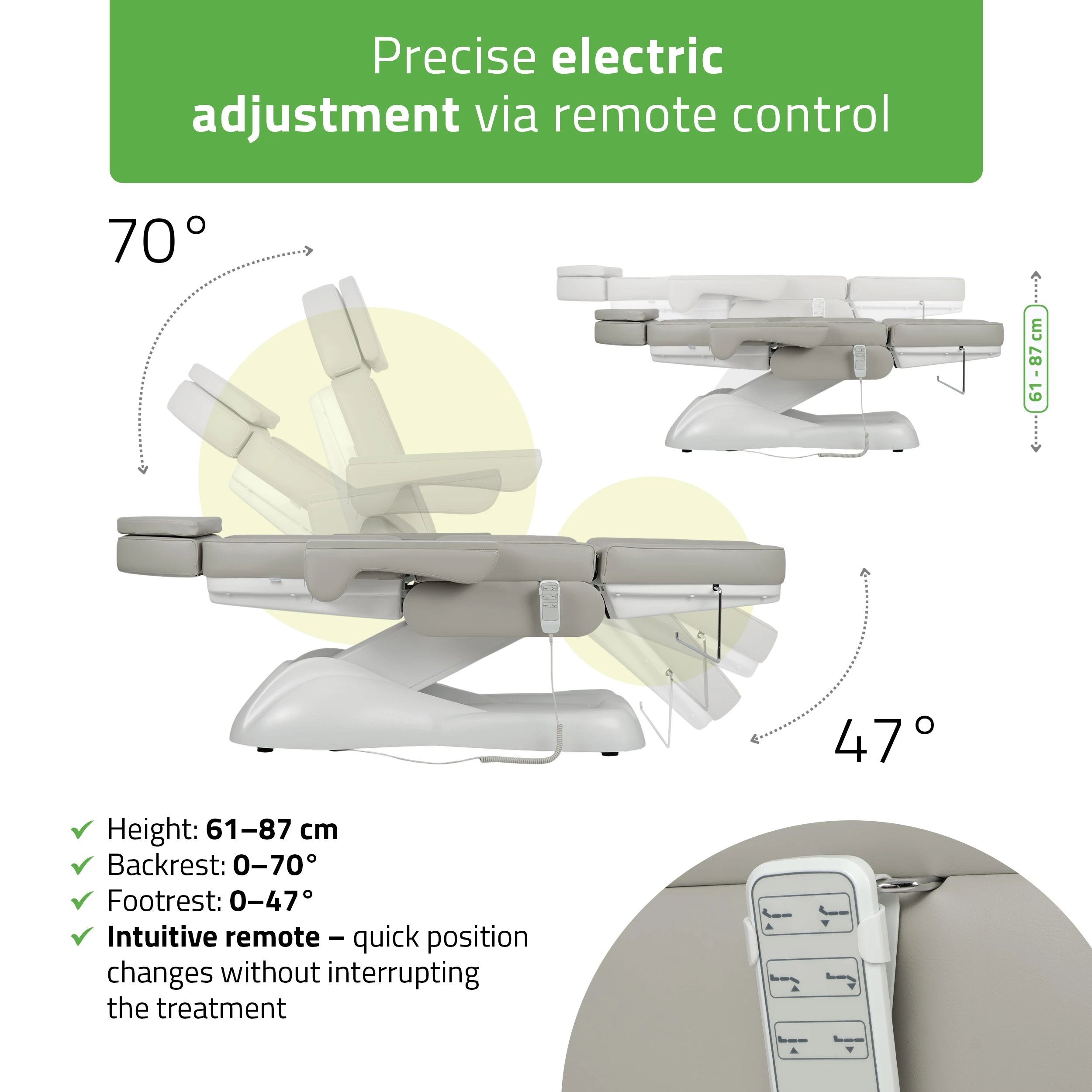 Elektriskā kosmetoloģijas kušete Leo PRO 4 Comfy Base 522, pelēka