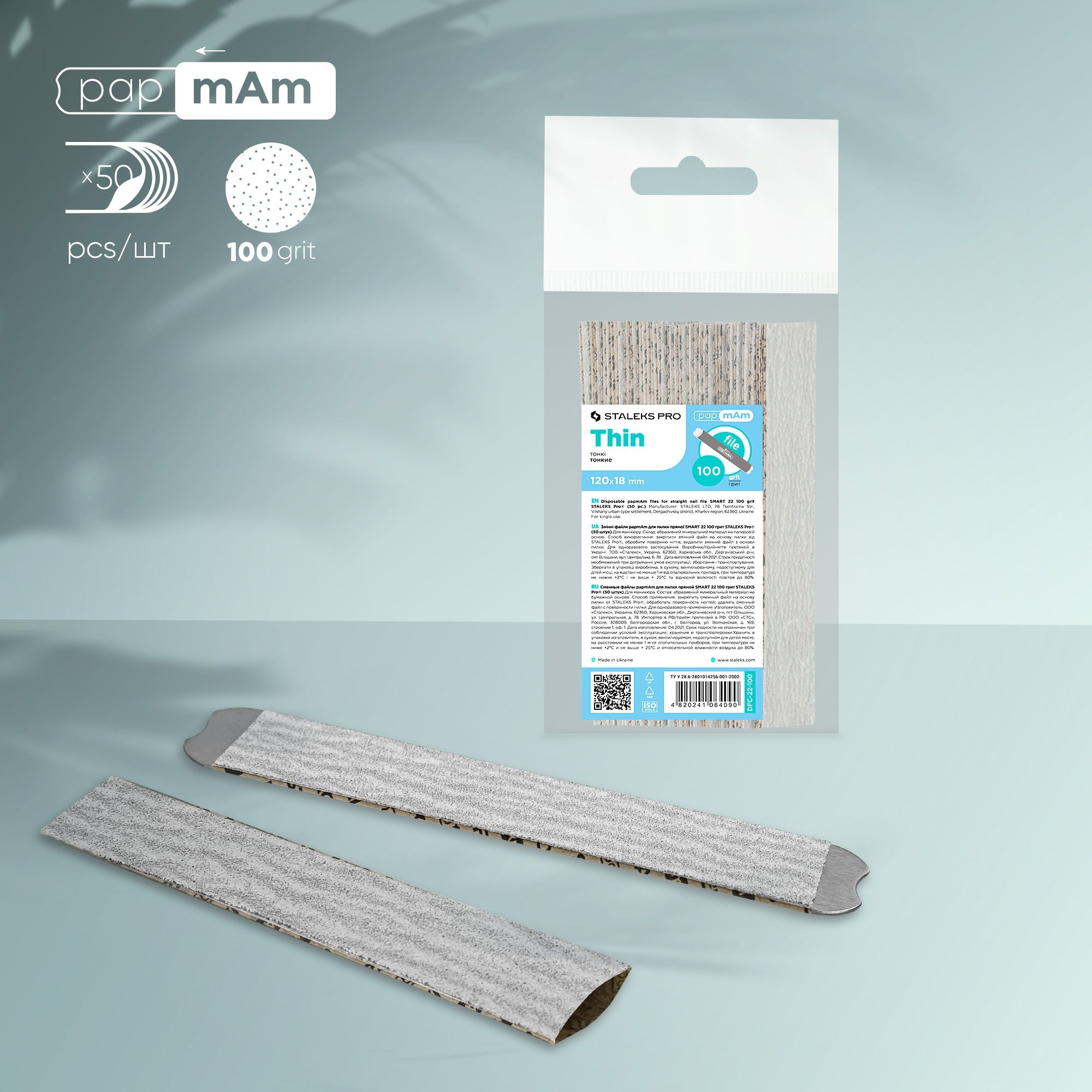 Desechables papmAm fundas para lima de uñas recta SMART 22 grano 100 (50 uds.)
