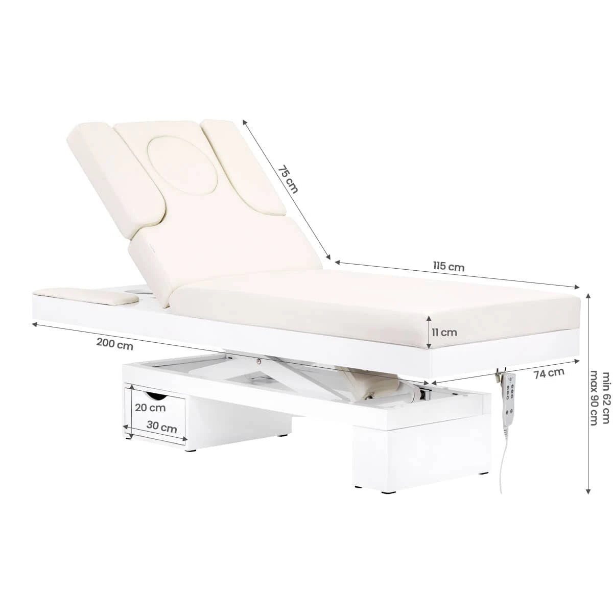 AZZURRO kosmetologinė lova 815B, balta blizgi