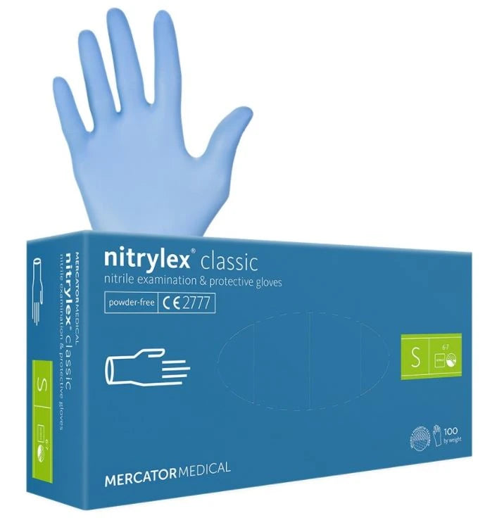 Nitrile gloves, powder-free, S, blue, 100 pieces, Nitrylex