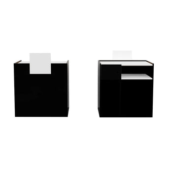 HUSH Wooden Black Reception Desk with Black Decor