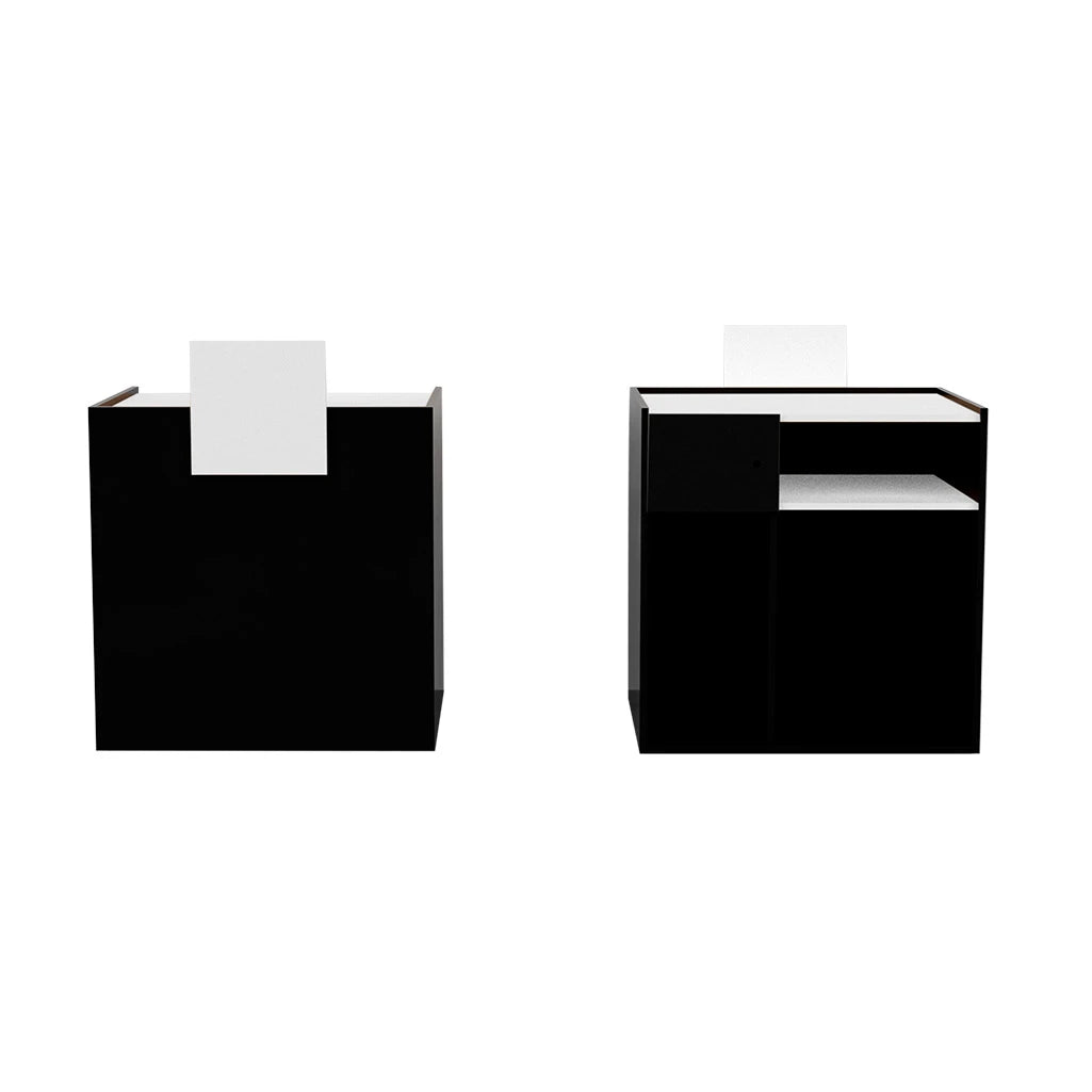 HUSH Wooden Black Reception Desk with Black Decor