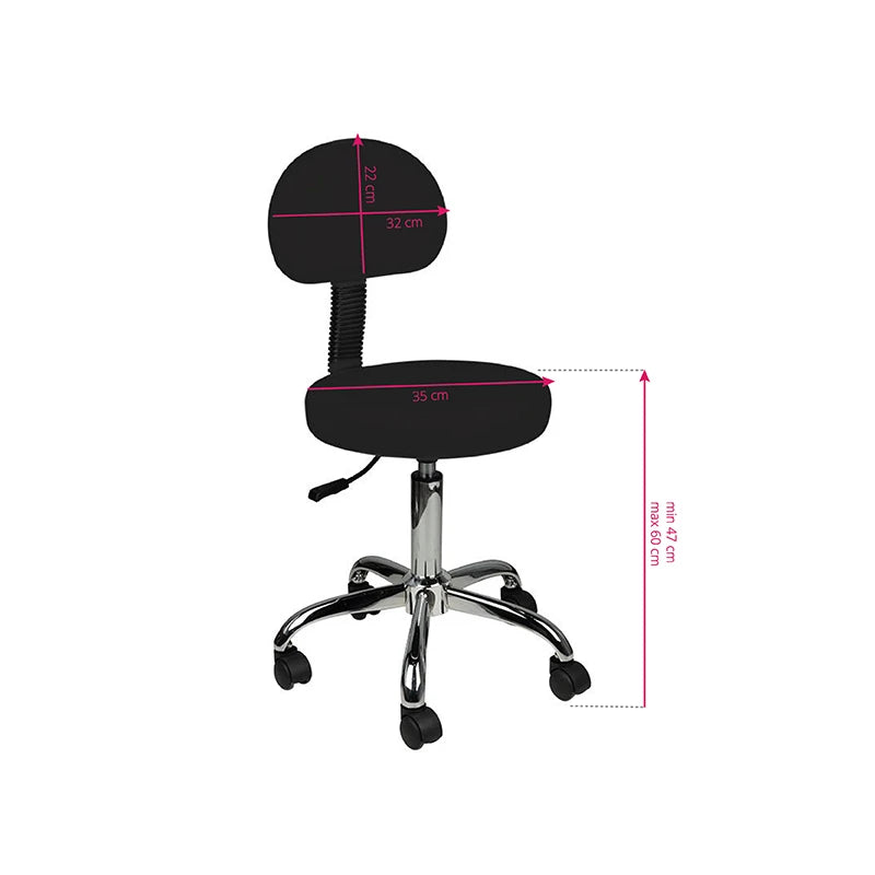 Cosmetic chair with backrest, AM-9934, black