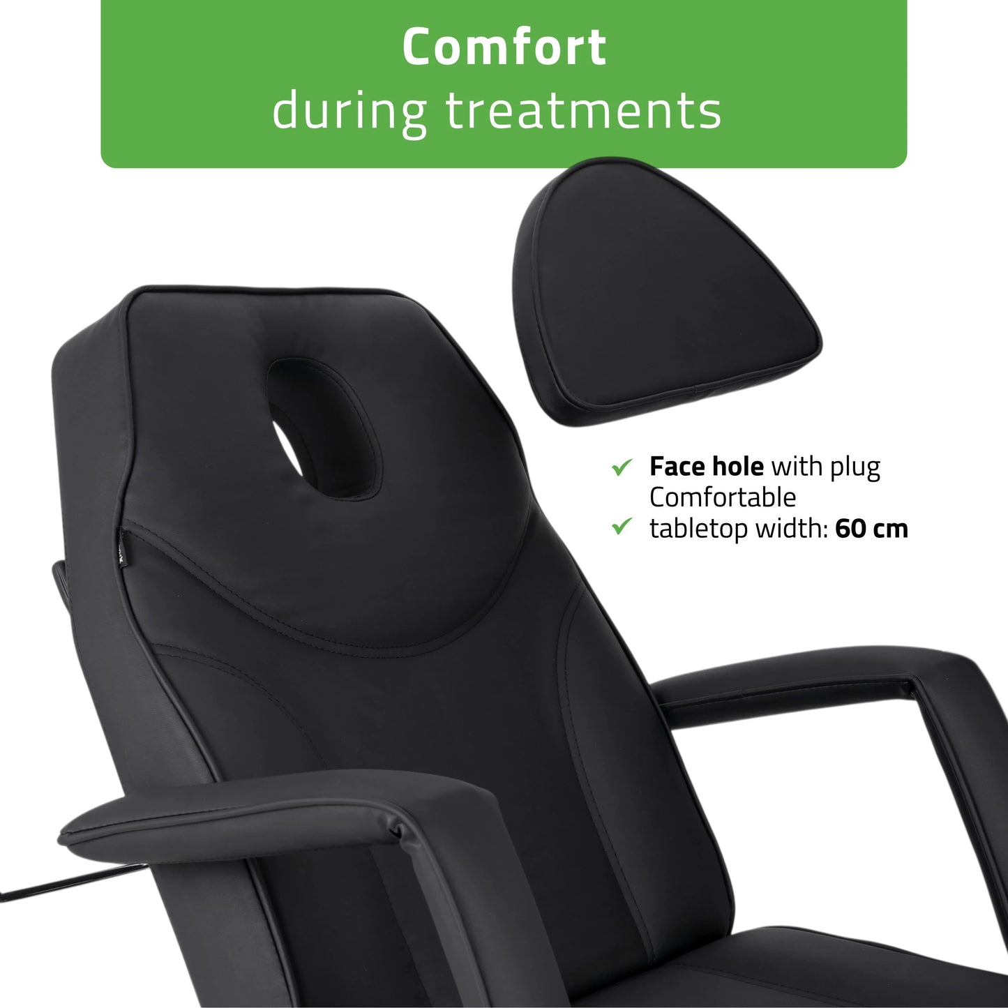 Kosmetoloģiskais krēsls - kušete Laris Touch Core k315, melna