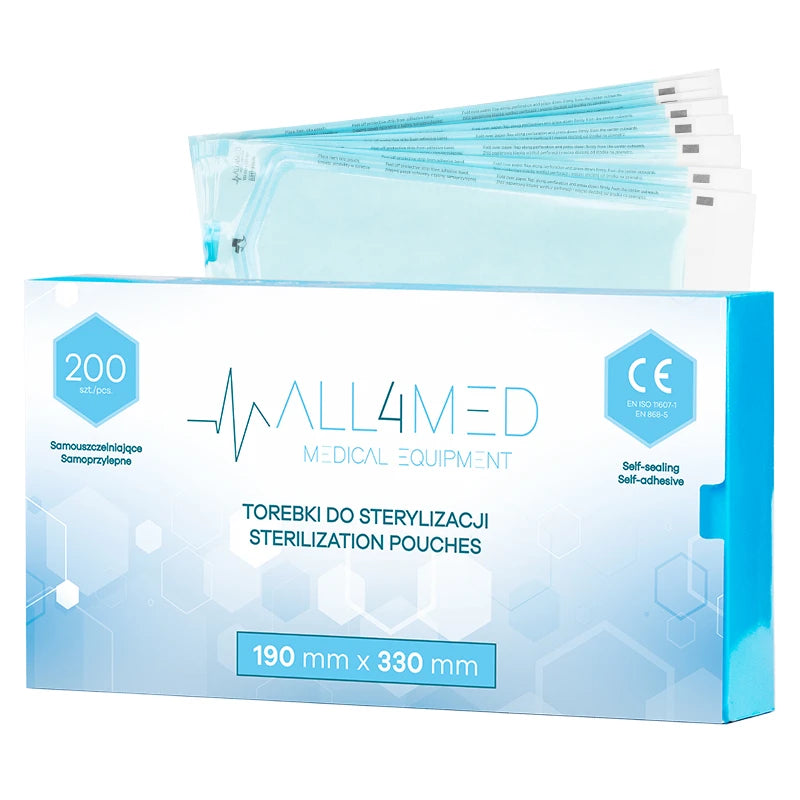 All4med Sterilizācijas maisiņi autoklāvam 190 mm x 330 mm, 200 gab.