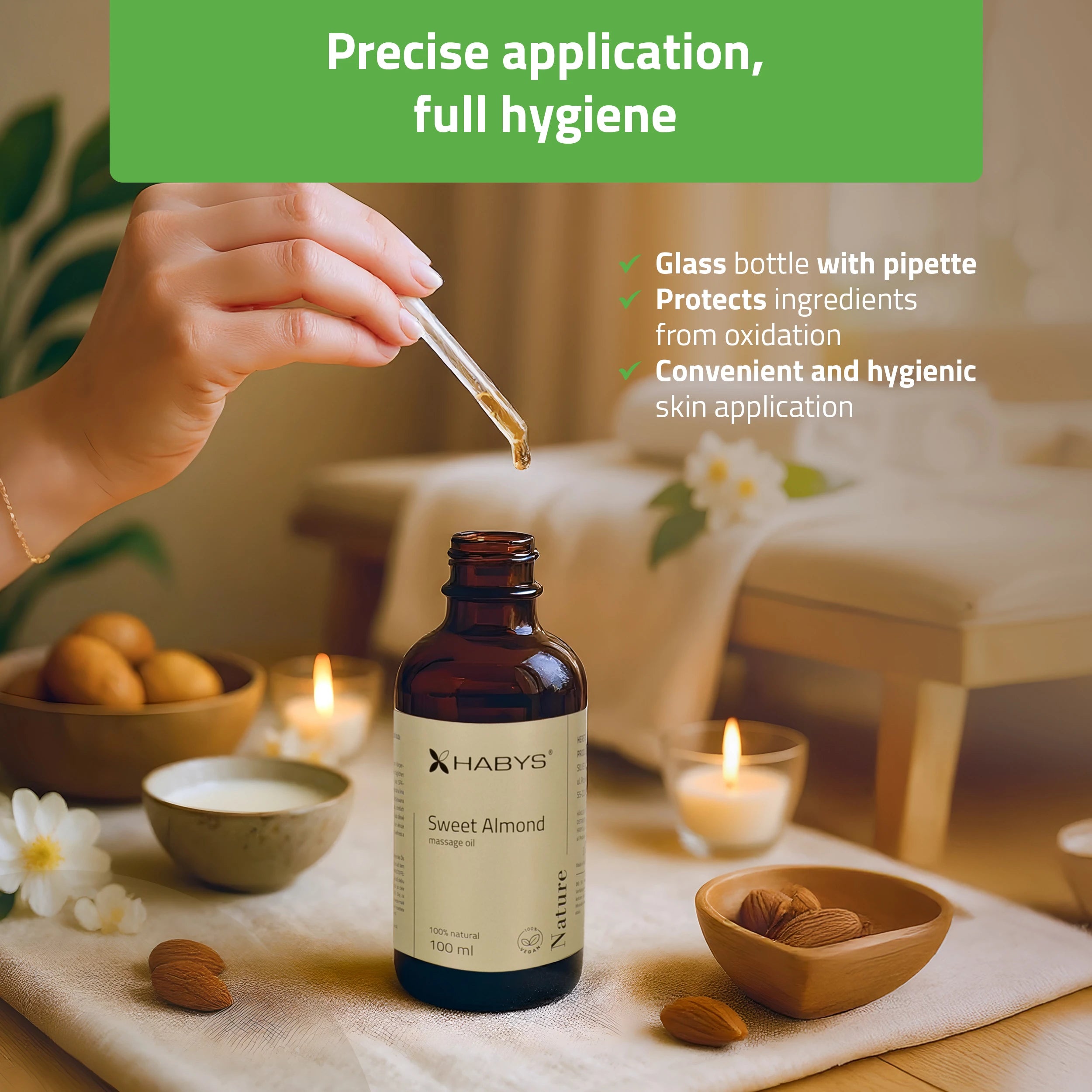 Masāžas eļļa Sweet Almond Nature, 100 ml ar pipeti