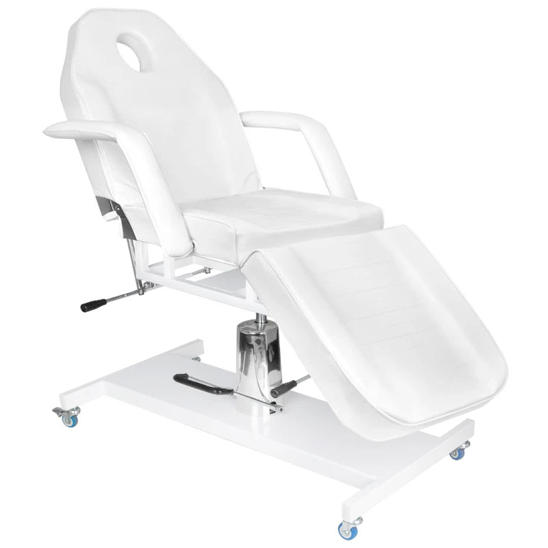 Hydraulic Beauty bed-couche BASIC 210, white on wheels