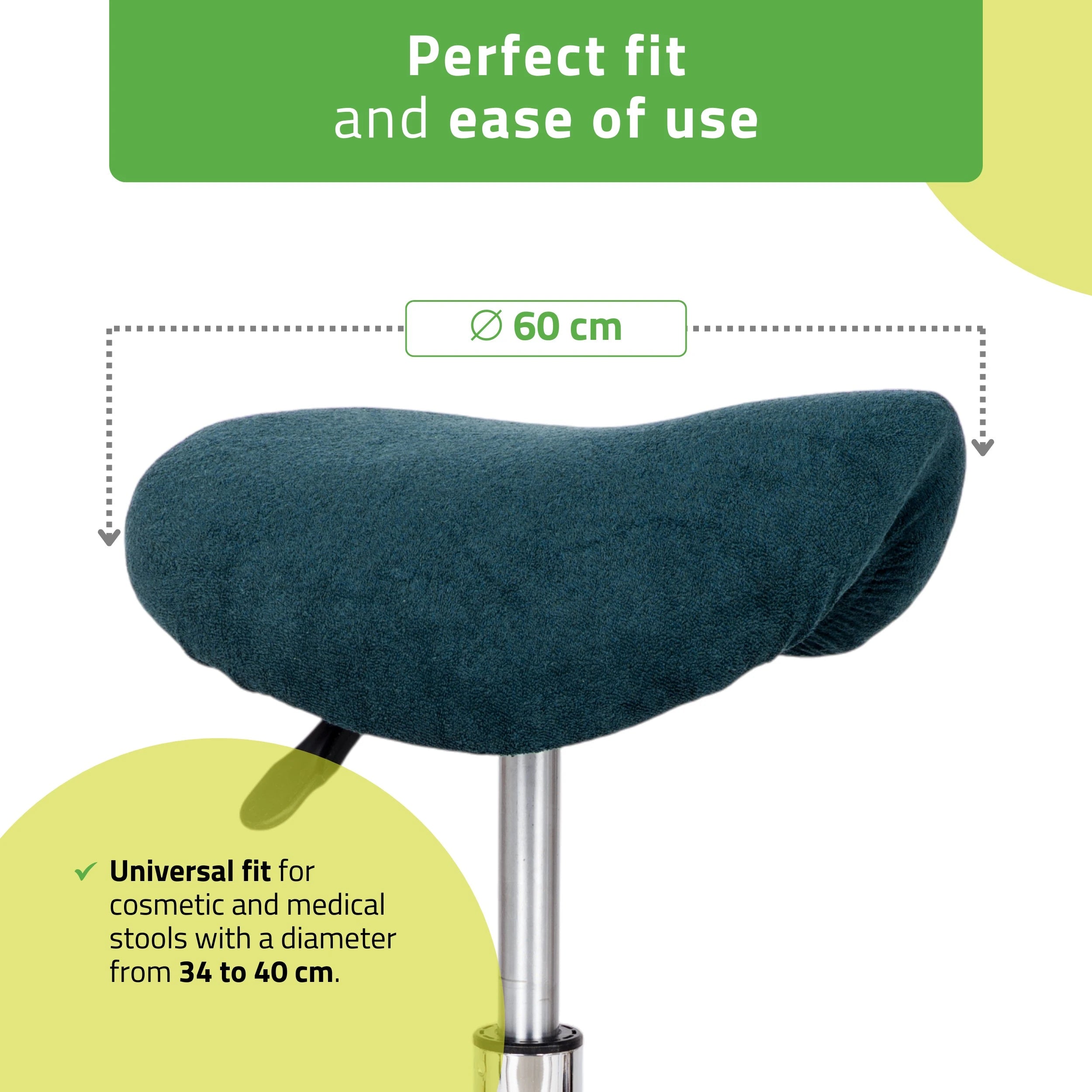 Frotē pārvalks taburetei ar gumiju, diametrs 60 cm, pudeles zaļš
