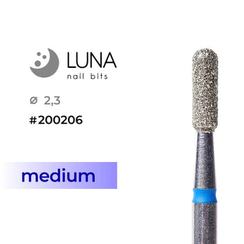 Luna Bits Алмазная насадка (фреза) Цилиндр закругленный (Микрофон) 2.3-7, синяя