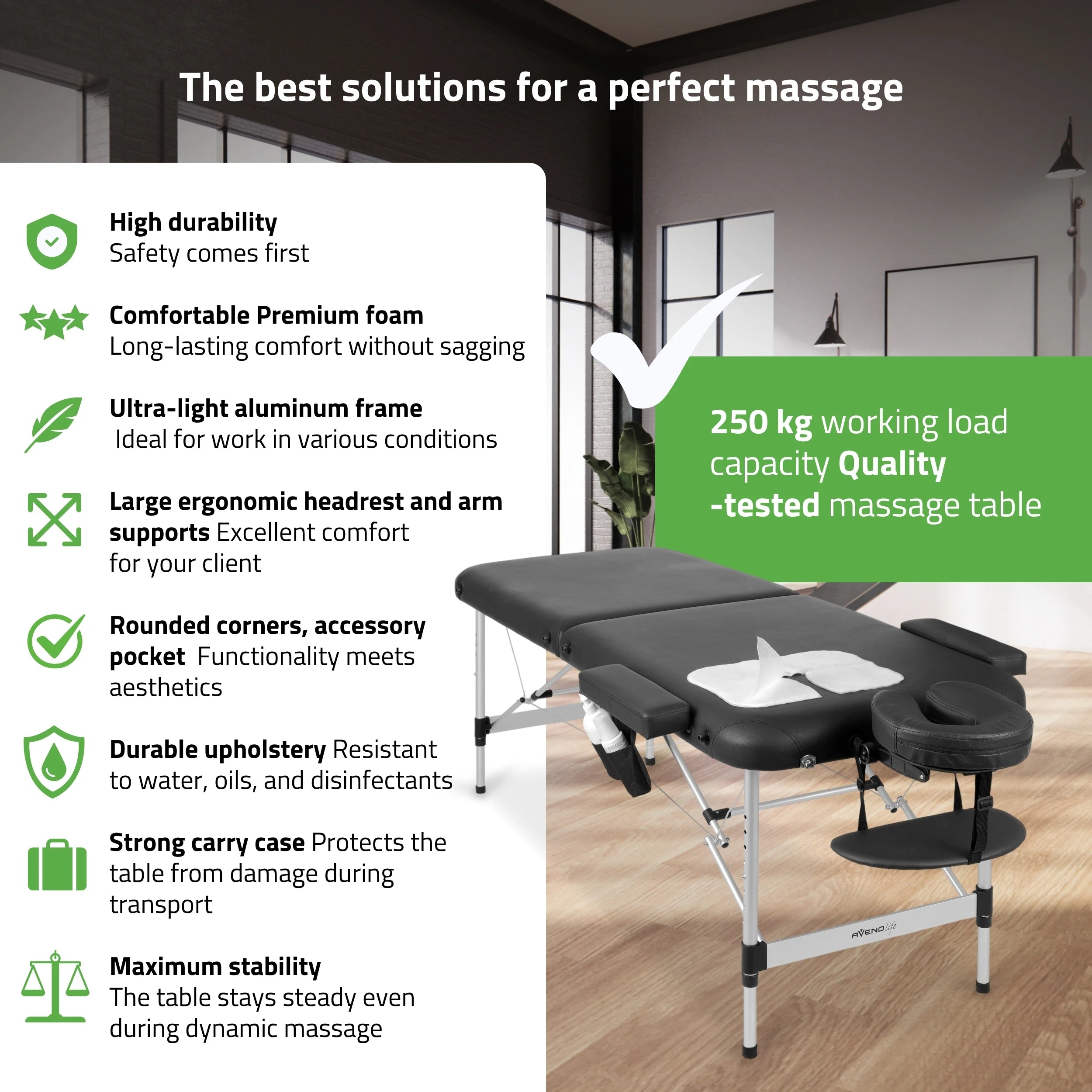 Переносной массажный стол Nadia 70 Comfy Base K515 Черный
