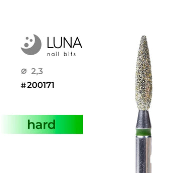 Luna Bits Dimanta frēzes uzgalis Liesma, 2,3 mm, 10 mm, zaļa, rupja