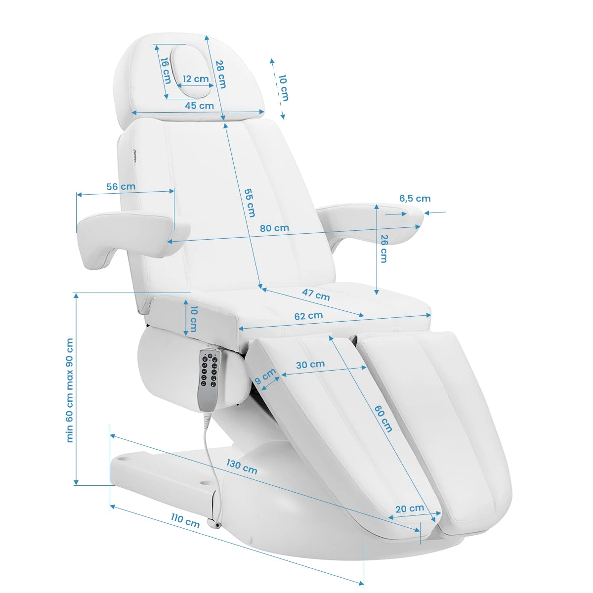 Azzurro Lux electric cosmetic chair pedi 5m white