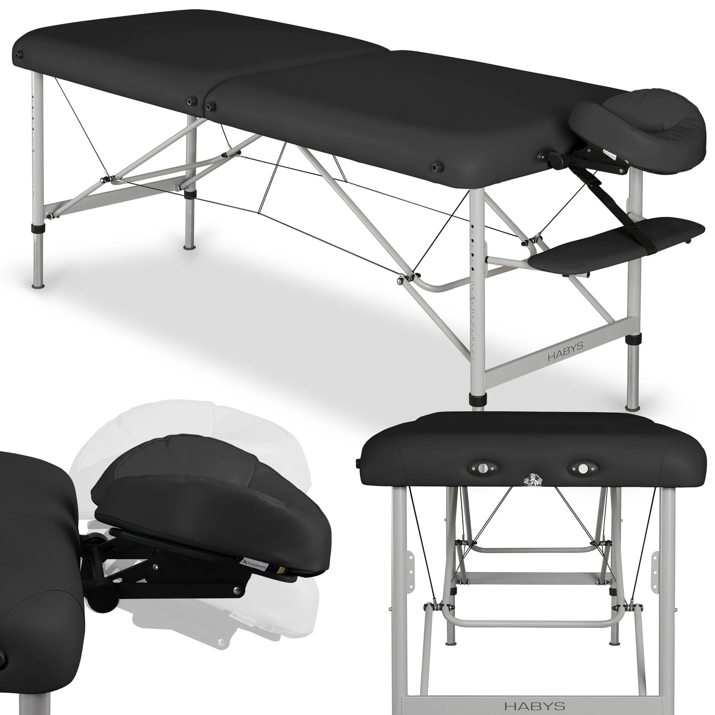 Massage Table Panda Alu 60 Vinyl Flex K015 Black