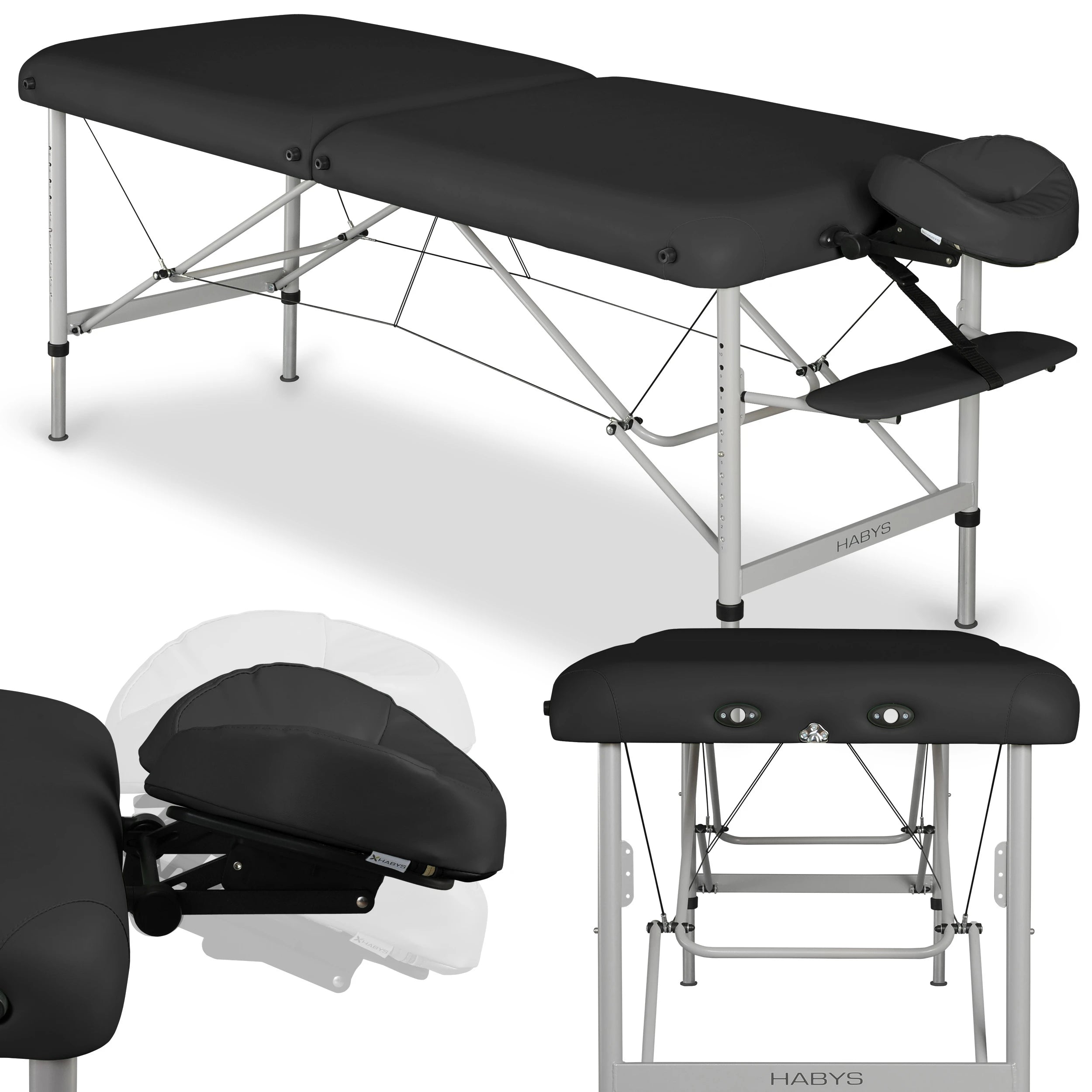 Massage Table Panda Alu 60 Vinyl Flex K015 Black