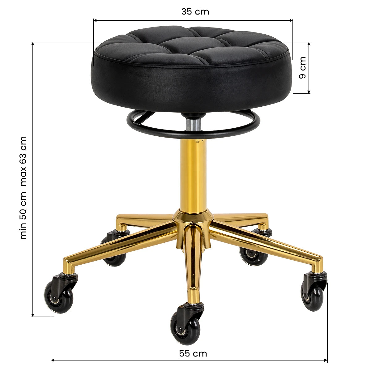 The Gabbiano D054G hairdressing stool gold white