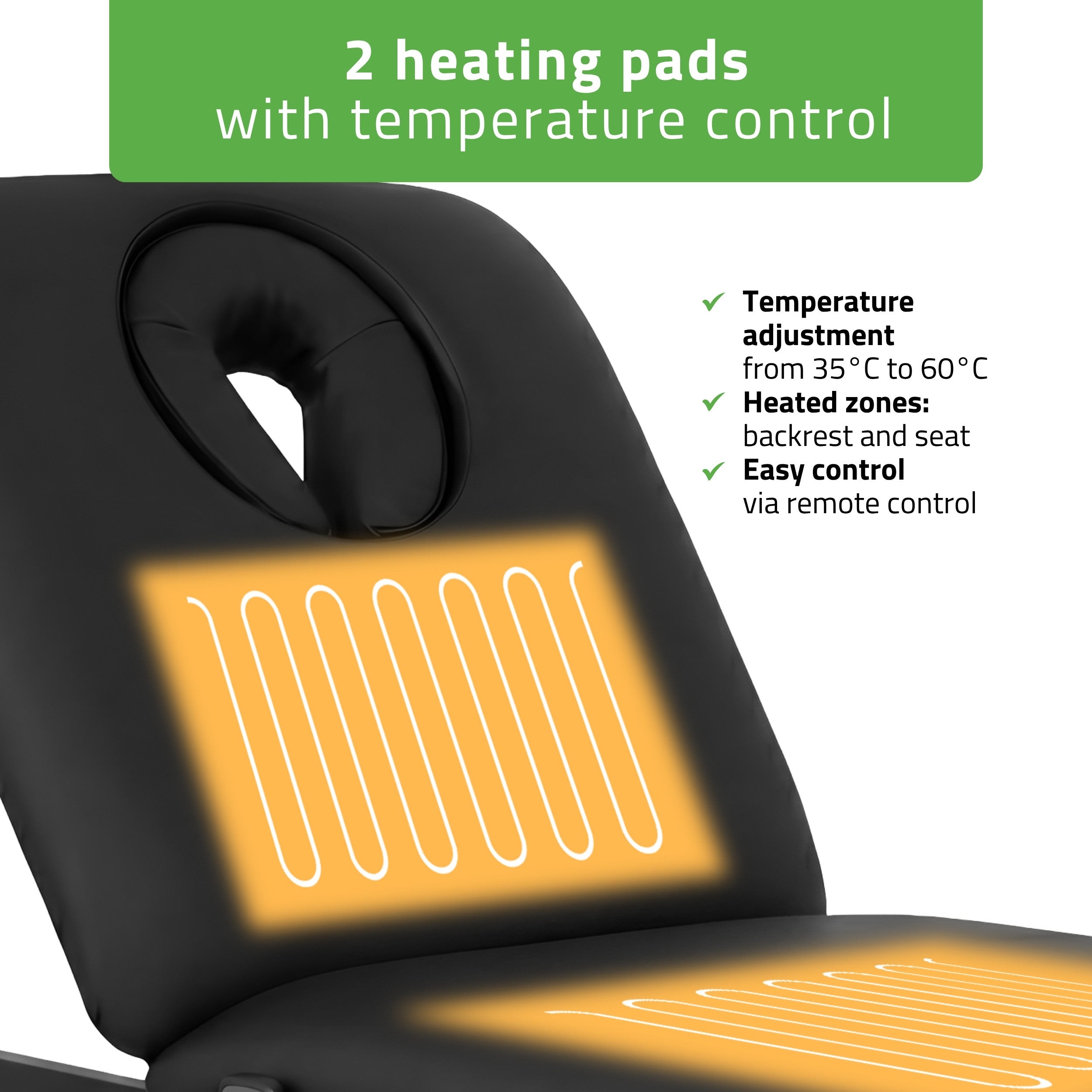 Camilla ERGO 2 electric heated beauty bed for massage and SPA treatments Satin Comfort k715 black