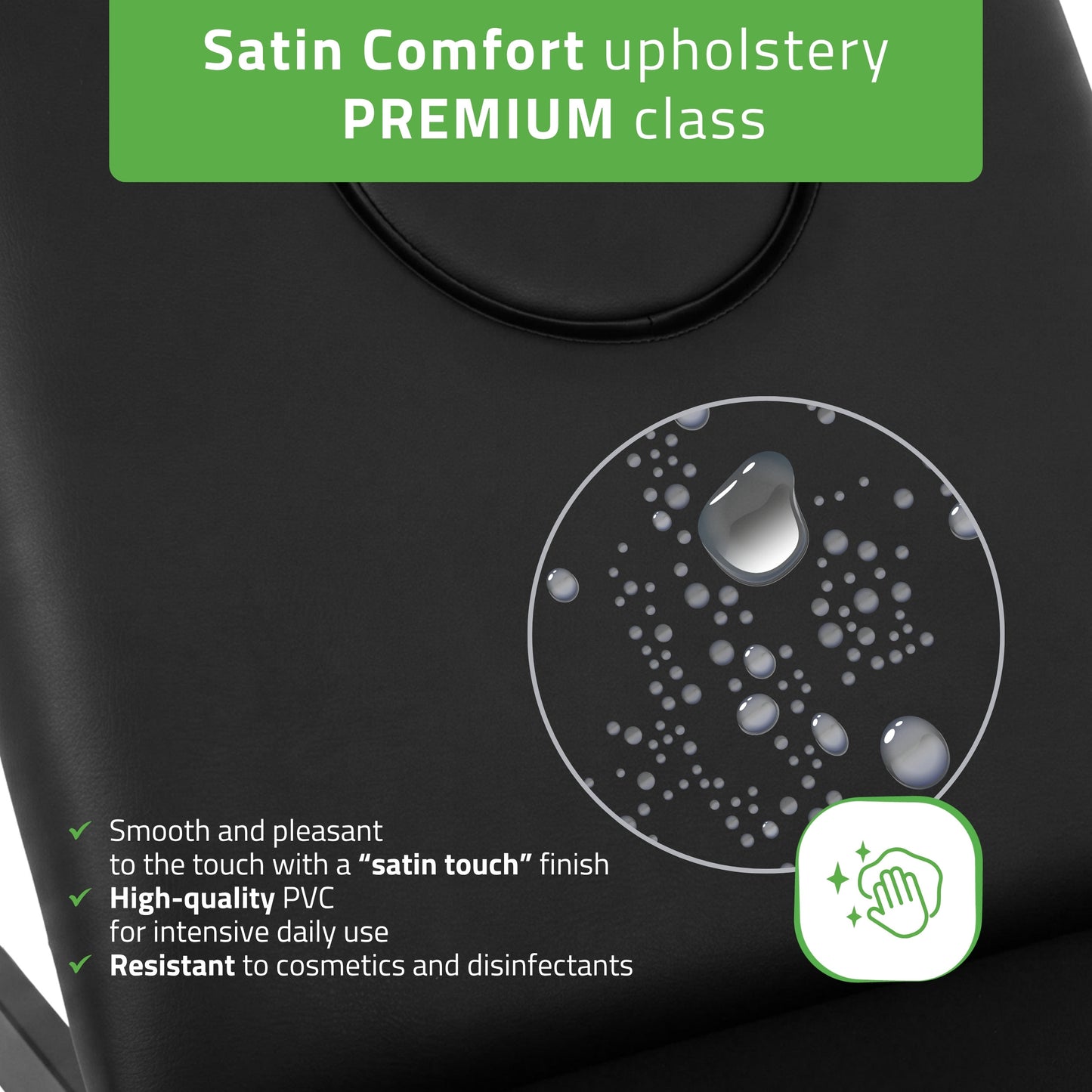 Camilla ERGO 2 electric heated beauty bed for massage and SPA treatments Satin Comfort k715 black