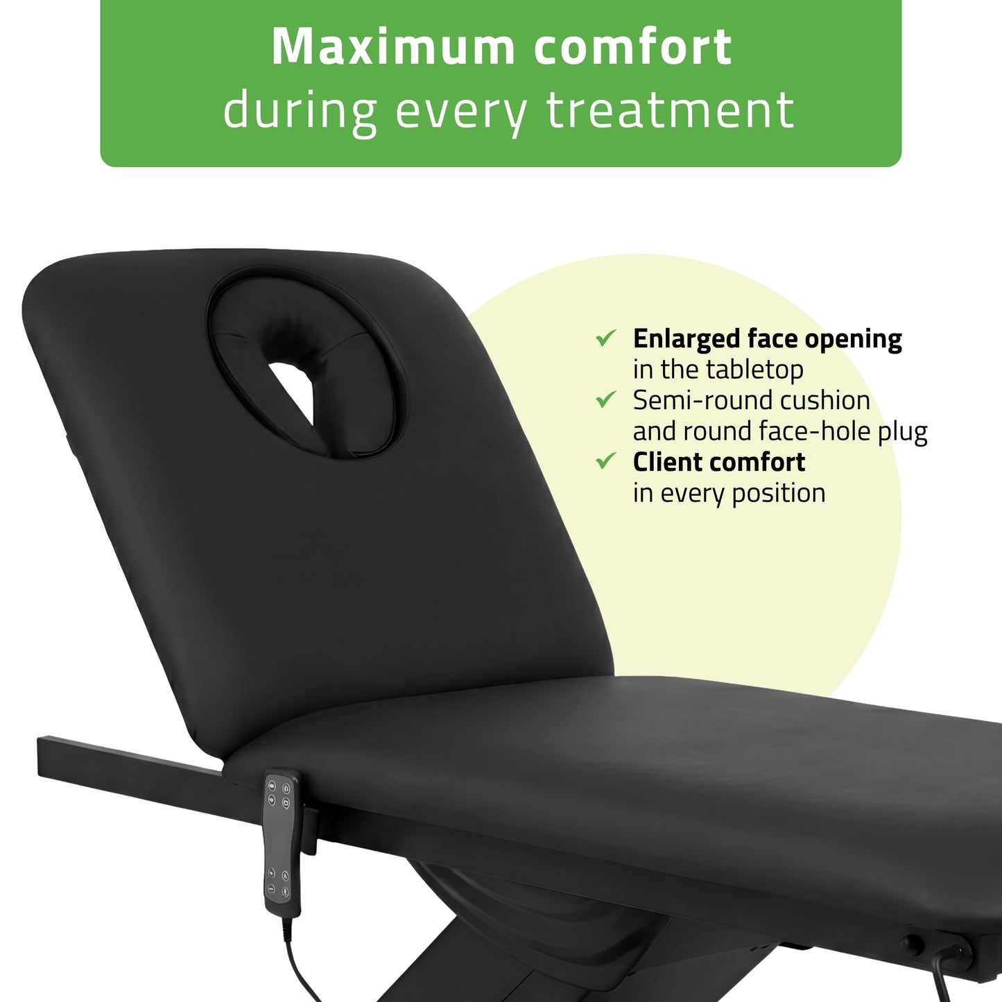 Camilla ERGO 2 electric heated beauty bed for massage and SPA treatments Satin Comfort k715 black