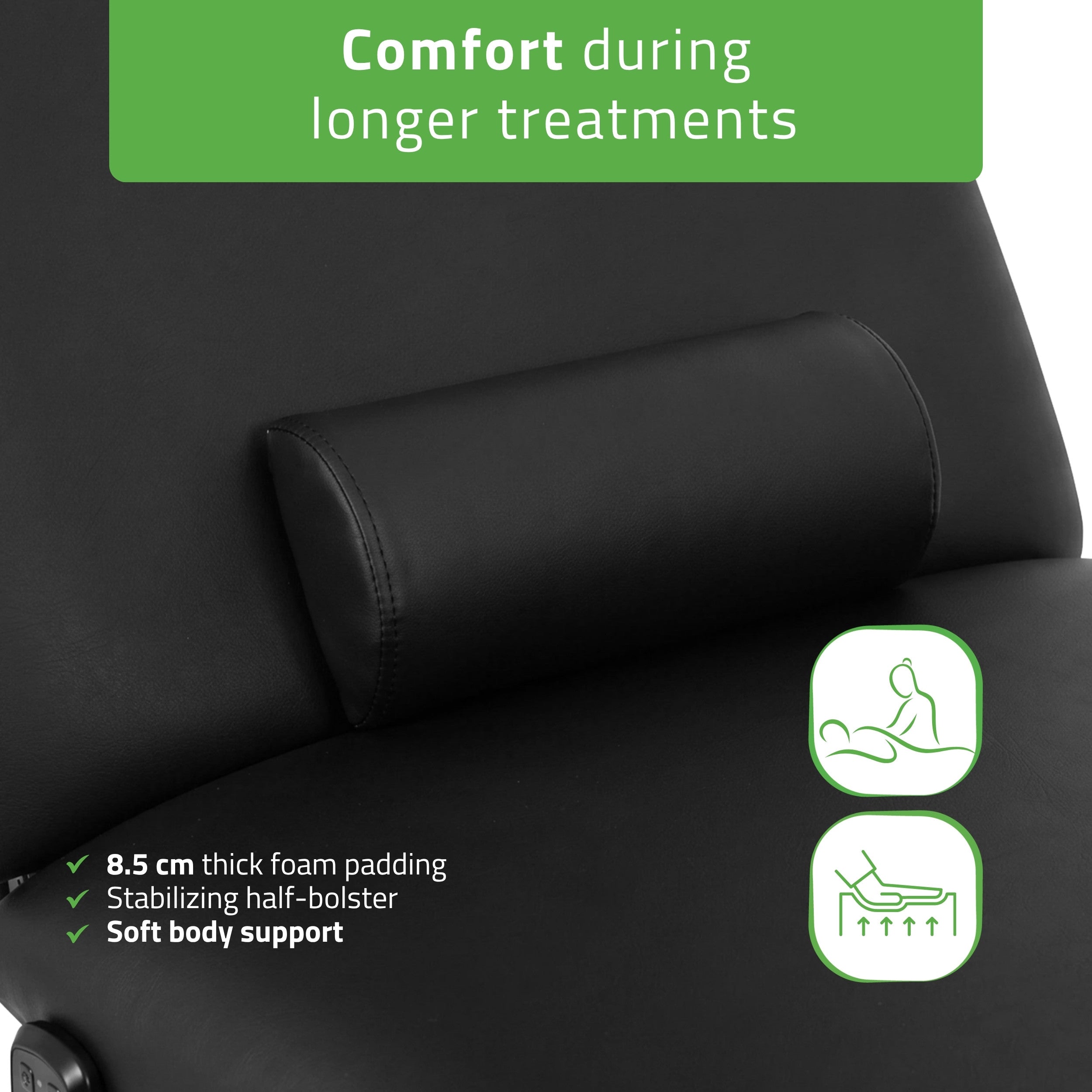 Camilla ERGO 2 electric heated beauty bed for massage and SPA treatments Satin Comfort k715 black