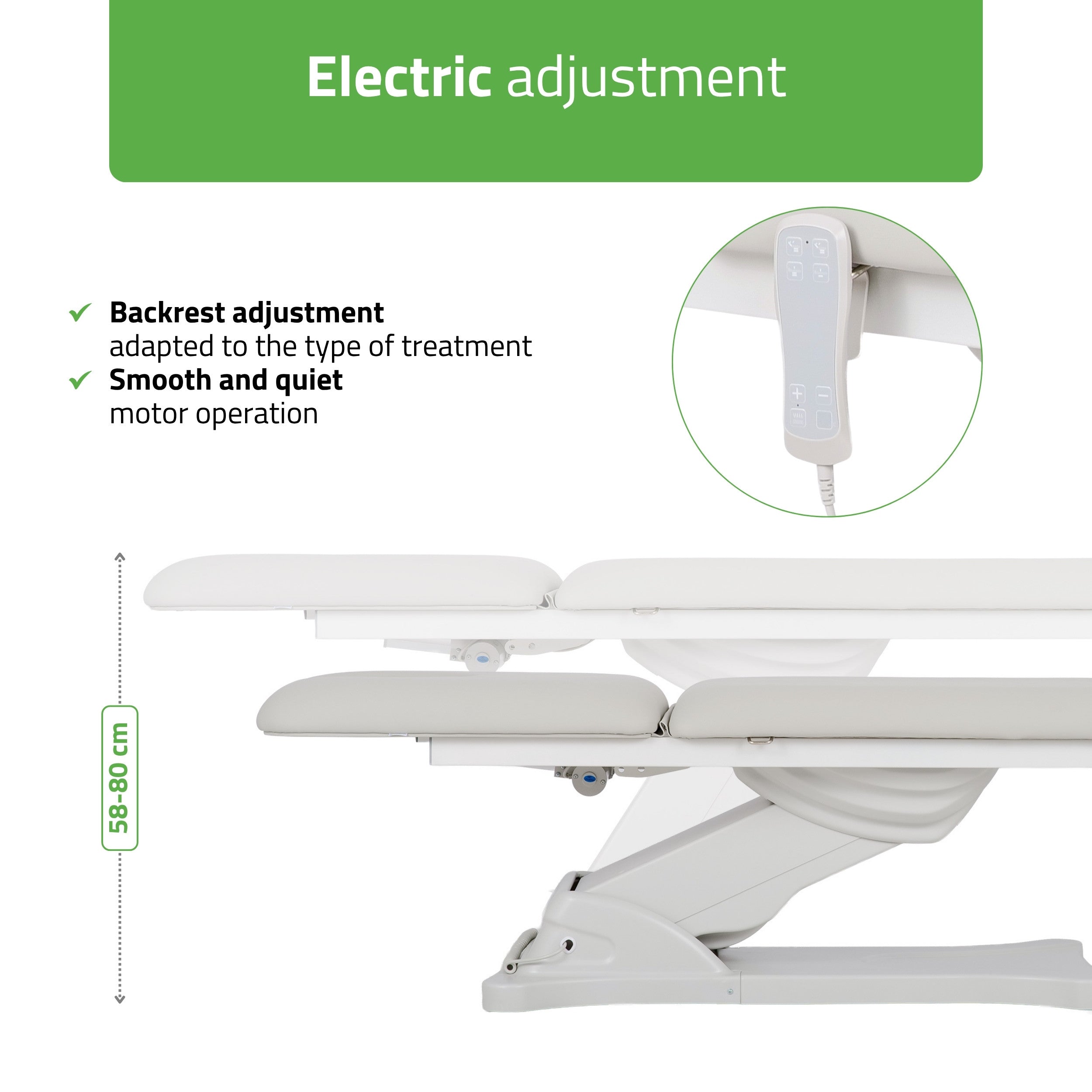 Camilla ERGO 2 electric heated beauty bed for massage and SPA treatments Satin Comfort k722 grey